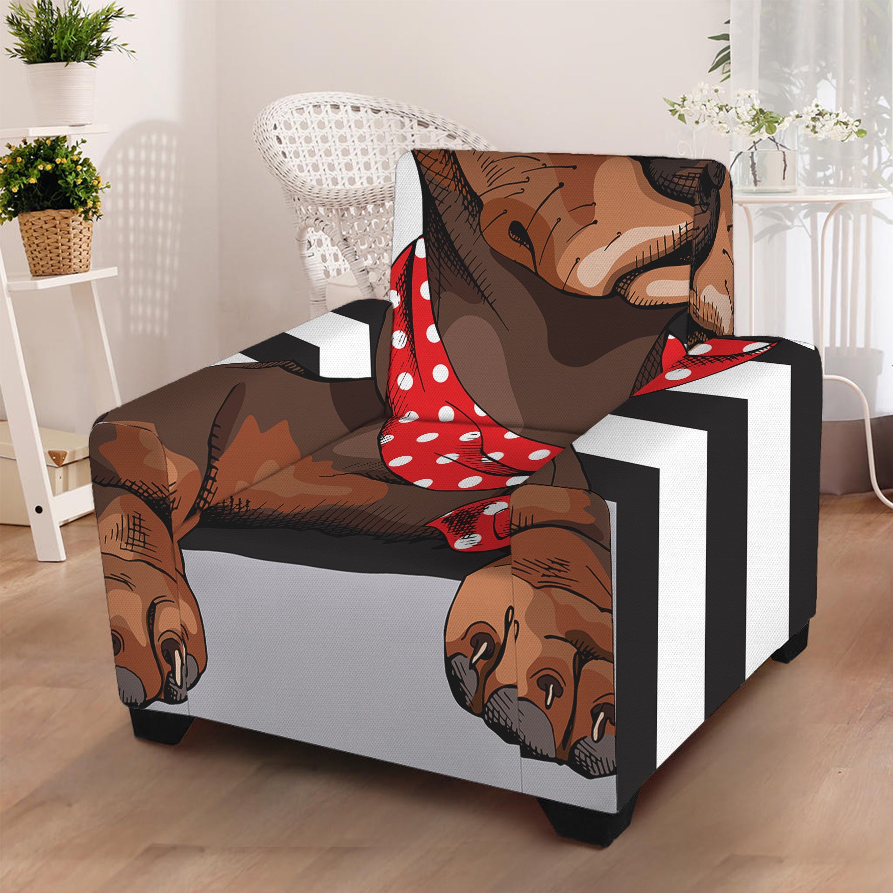 Dachshund With Red Sunglasses Print Armchair Slipcover