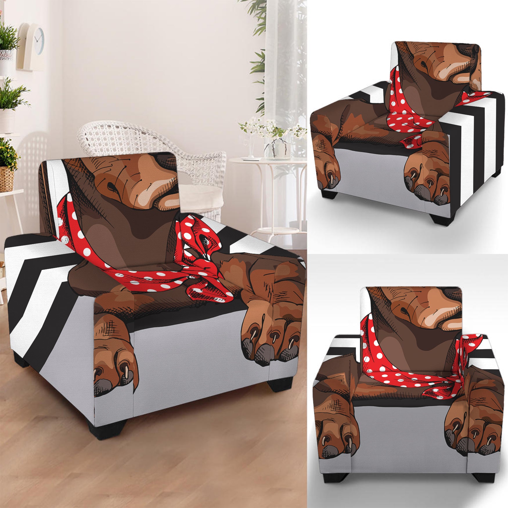 Dachshund With Red Sunglasses Print Armchair Slipcover