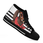 Dachshund With Red Sunglasses Print Black High Top Shoes