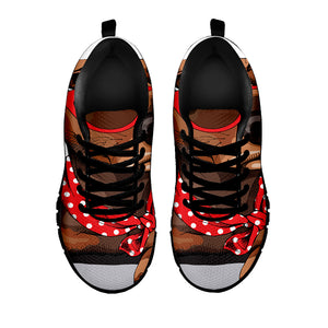 Dachshund With Red Sunglasses Print Black Sneakers