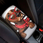 Dachshund With Red Sunglasses Print Car Center Console Cover