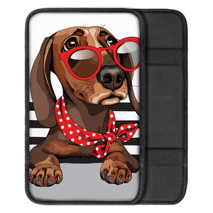 Dachshund With Red Sunglasses Print Car Center Console Cover