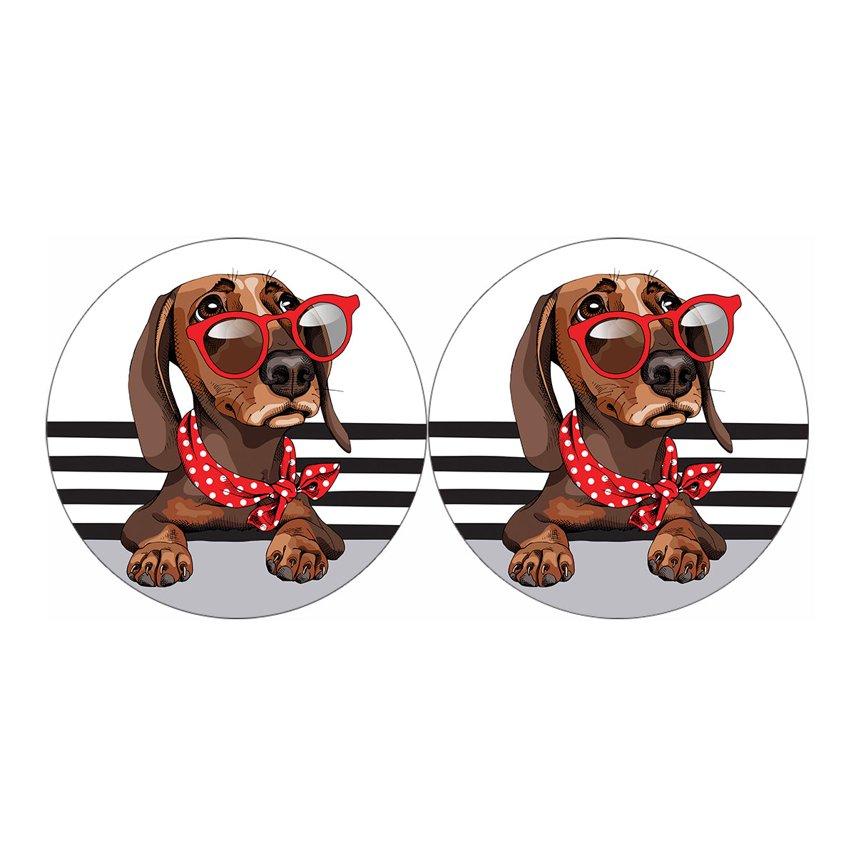 Dachshund With Red Sunglasses Print Car Coasters