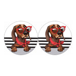 Dachshund With Red Sunglasses Print Car Coasters