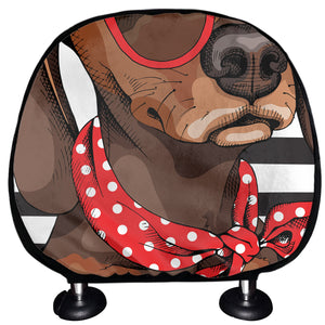 Dachshund With Red Sunglasses Print Car Headrest Covers