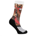 Dachshund With Red Sunglasses Print Crew Socks