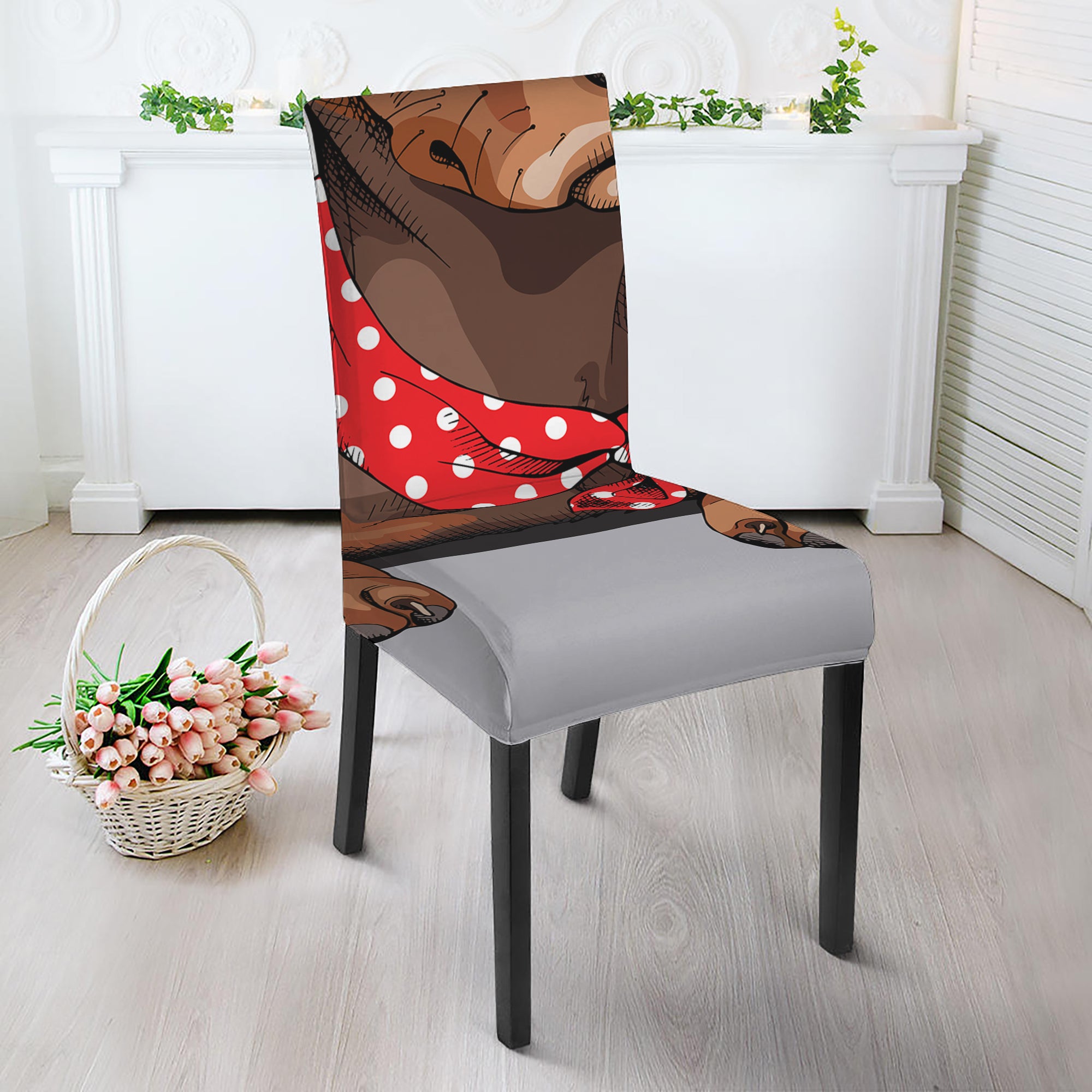 Dachshund With Red Sunglasses Print Dining Chair Slipcover