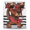 Dachshund With Red Sunglasses Print Duvet Cover Bedding Set