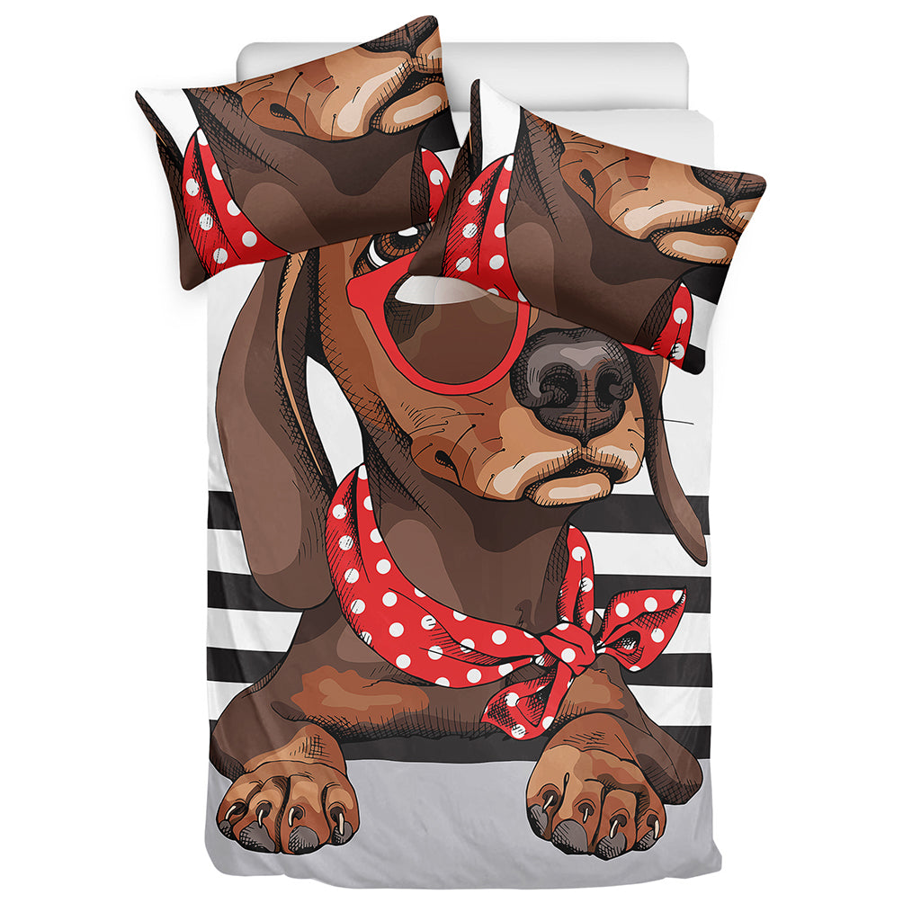 Dachshund With Red Sunglasses Print Duvet Cover Bedding Set