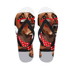 Dachshund With Red Sunglasses Print Flip Flops