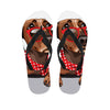 Dachshund With Red Sunglasses Print Flip Flops