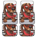 Dachshund With Red Sunglasses Print Front and Back Car Floor Mats