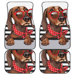 Dachshund With Red Sunglasses Print Front and Back Car Floor Mats