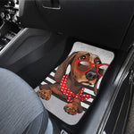 Dachshund With Red Sunglasses Print Front and Back Car Floor Mats