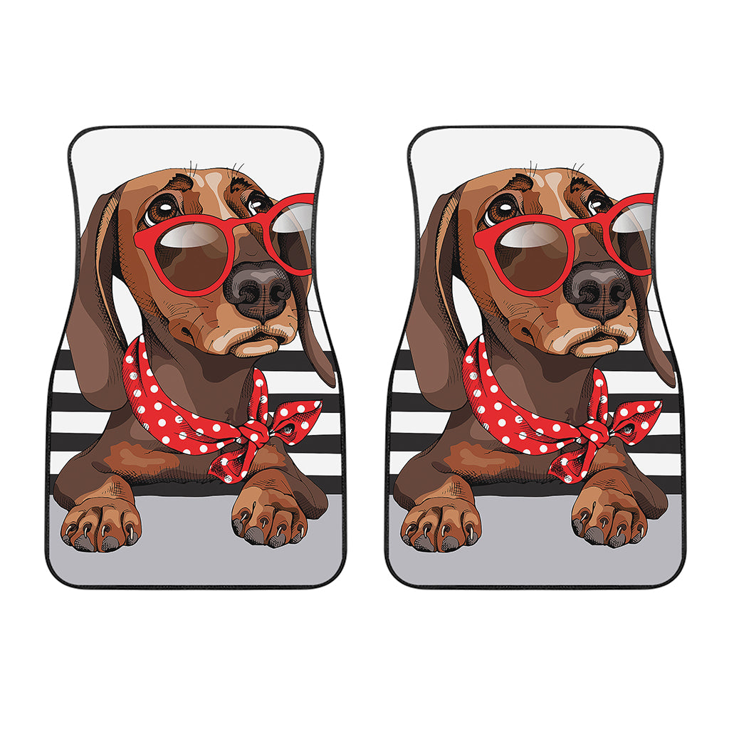 Dachshund With Red Sunglasses Print Front Car Floor Mats