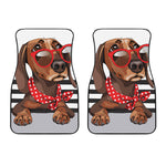 Dachshund With Red Sunglasses Print Front Car Floor Mats