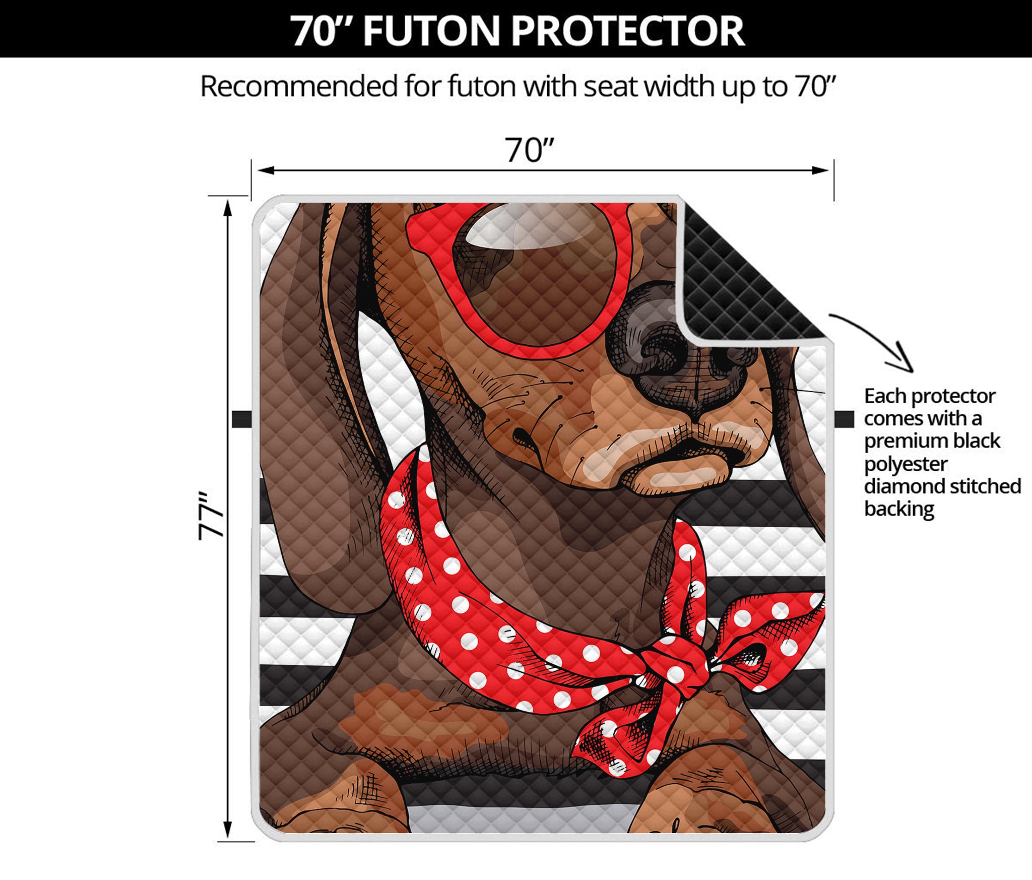 Dachshund With Red Sunglasses Print Futon Protector