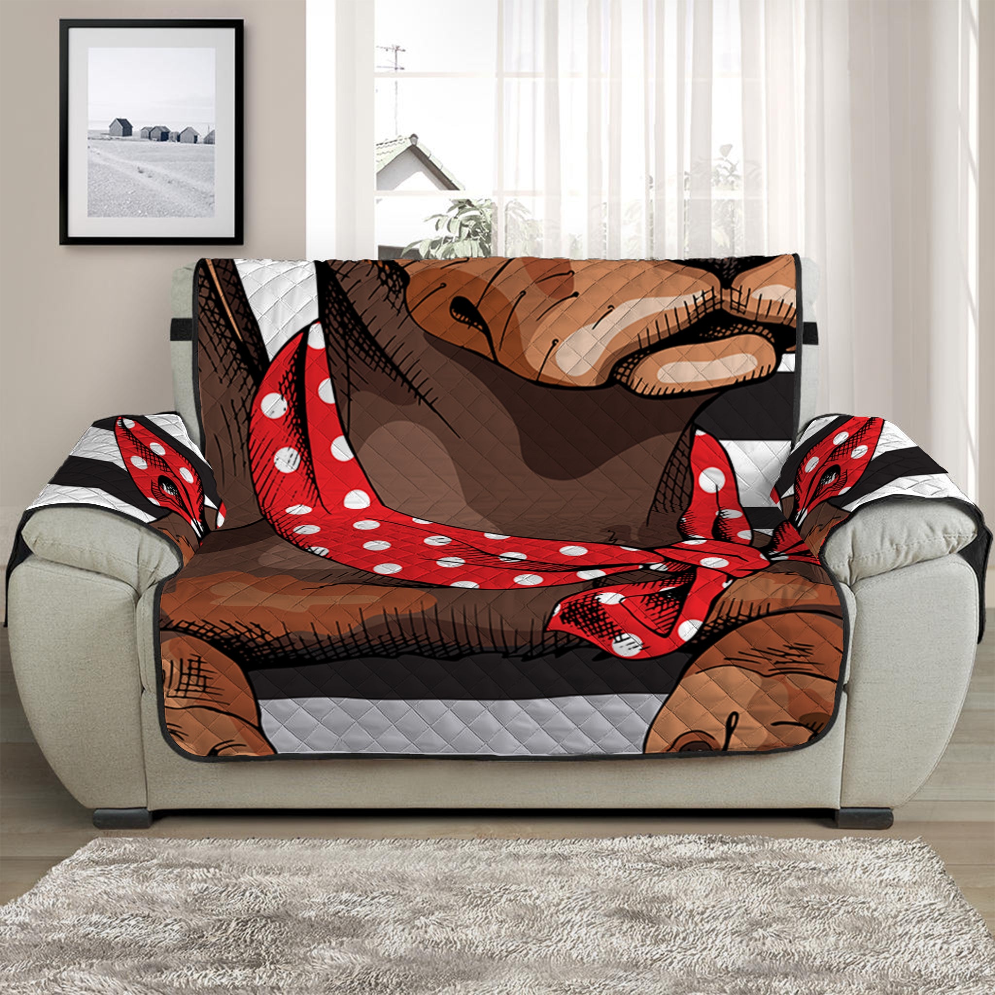 Dachshund With Red Sunglasses Print Half Sofa Protector