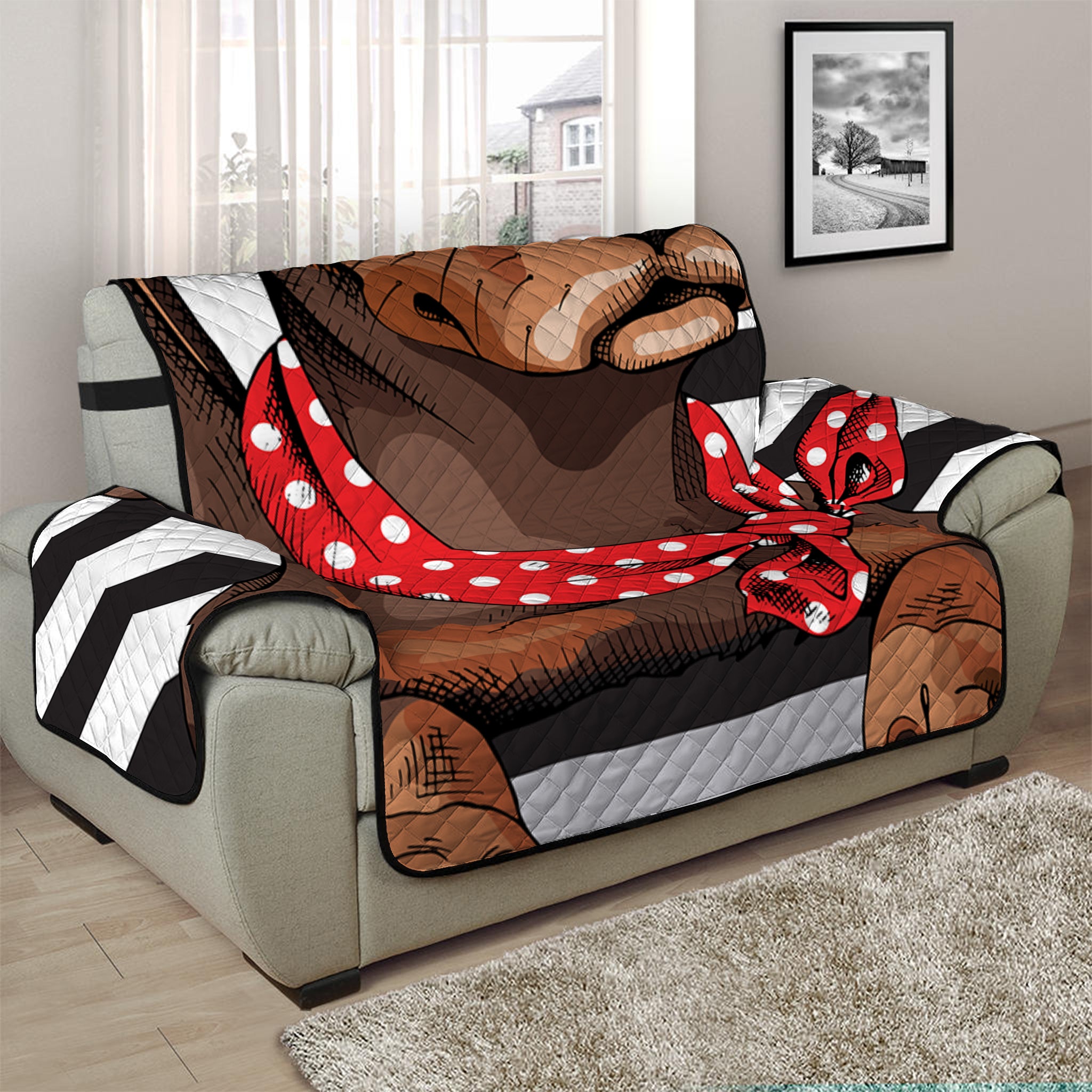 Dachshund With Red Sunglasses Print Half Sofa Protector