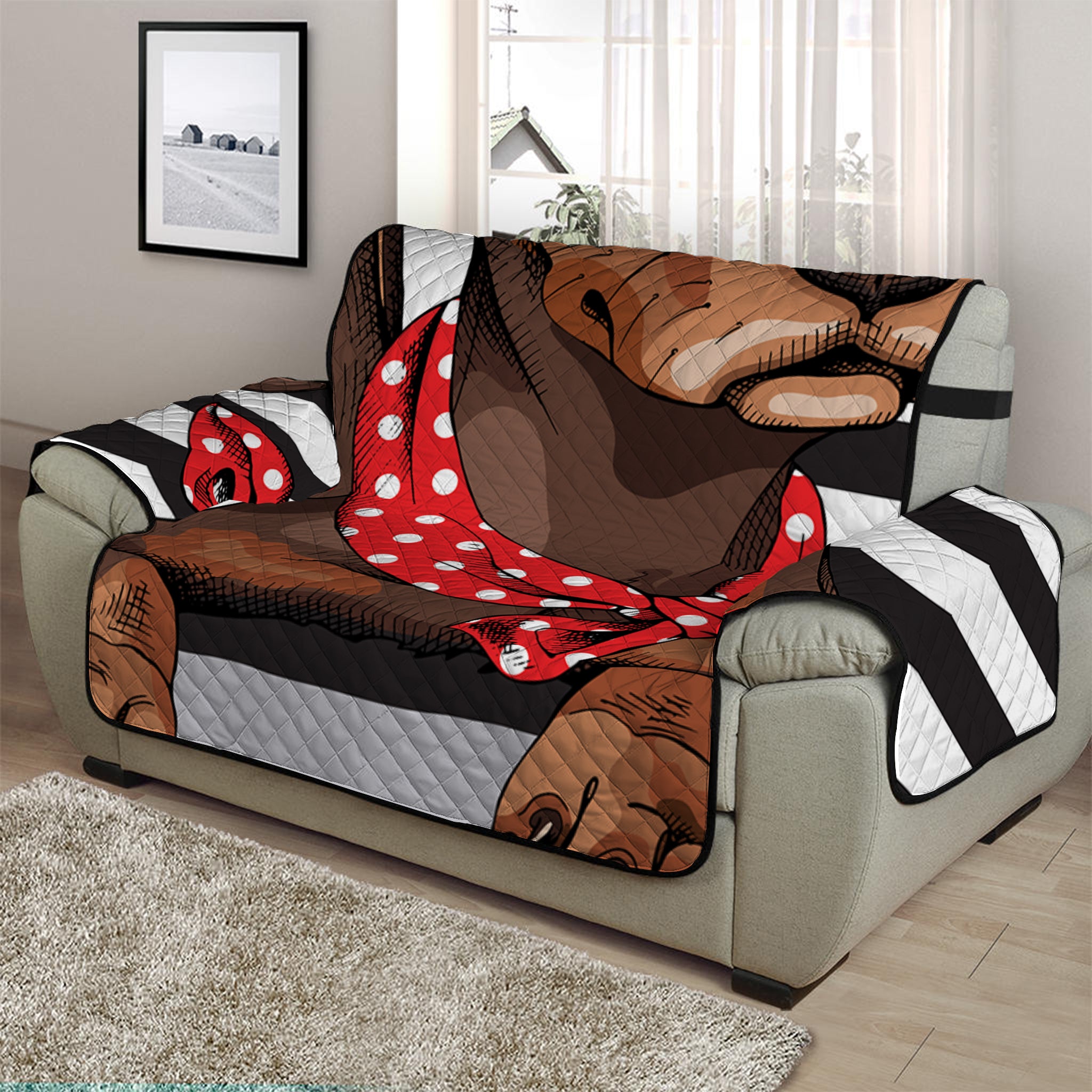 Dachshund With Red Sunglasses Print Half Sofa Protector