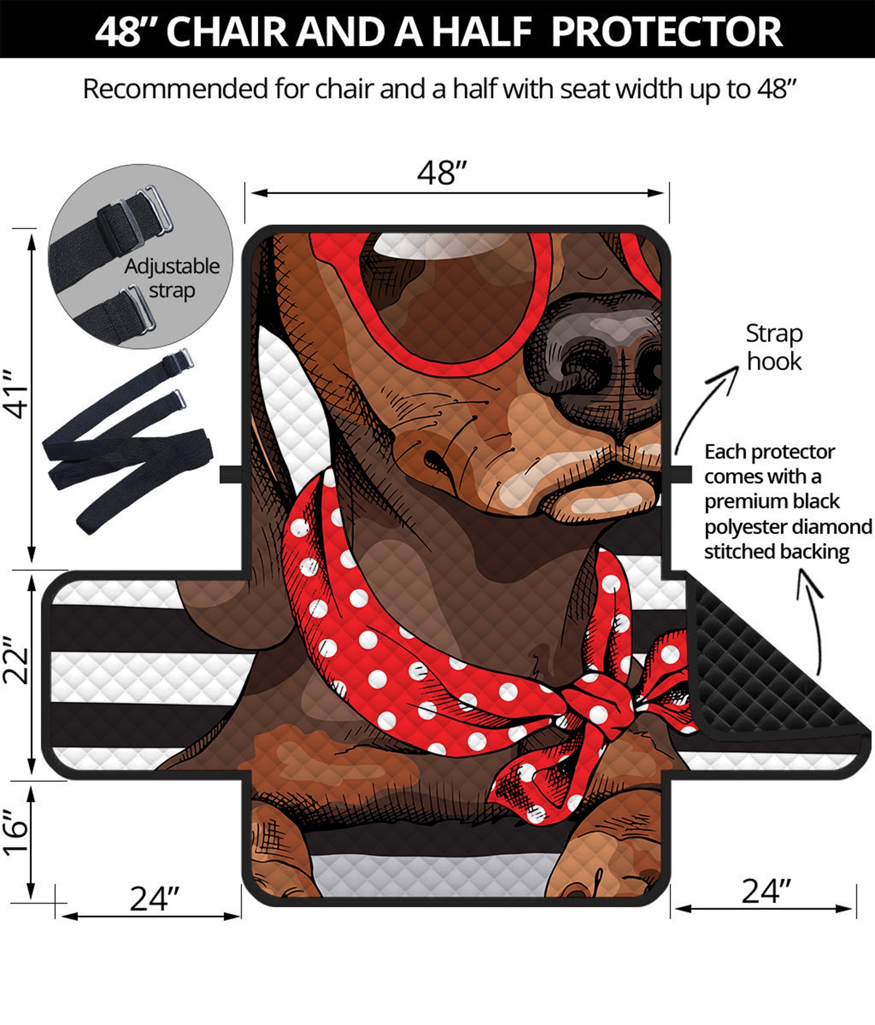 Dachshund With Red Sunglasses Print Half Sofa Protector