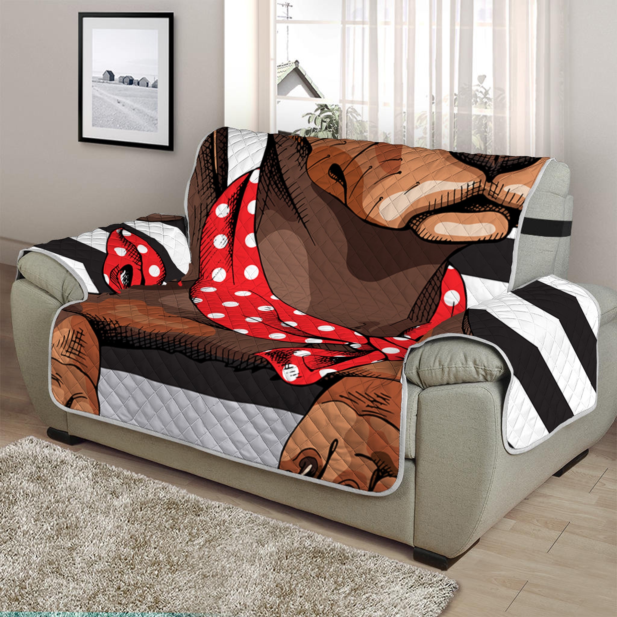 Dachshund With Red Sunglasses Print Half Sofa Protector