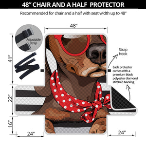 Dachshund With Red Sunglasses Print Half Sofa Protector