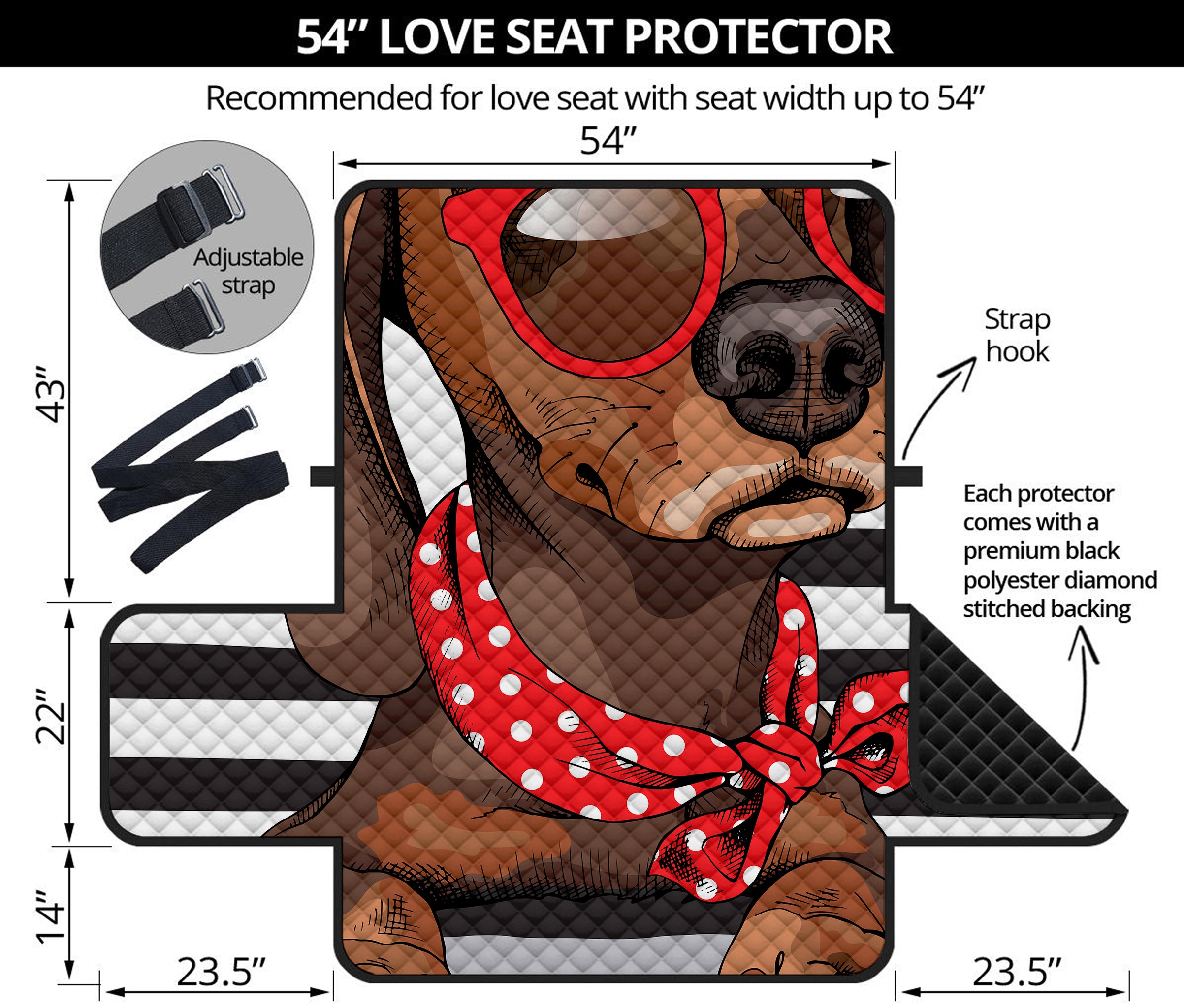 Dachshund With Red Sunglasses Print Loveseat Protector