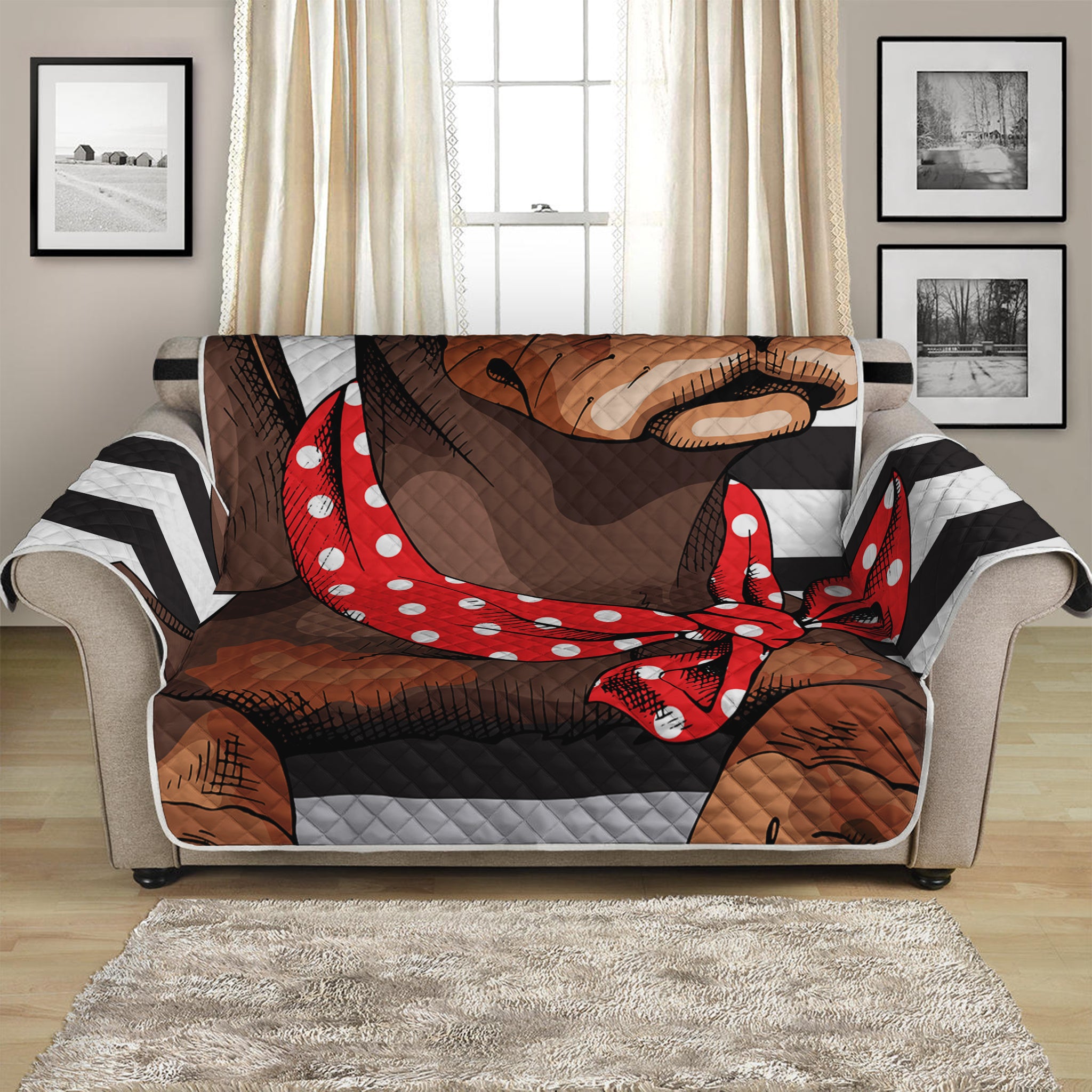 Dachshund With Red Sunglasses Print Loveseat Protector