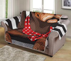 Dachshund With Red Sunglasses Print Loveseat Protector