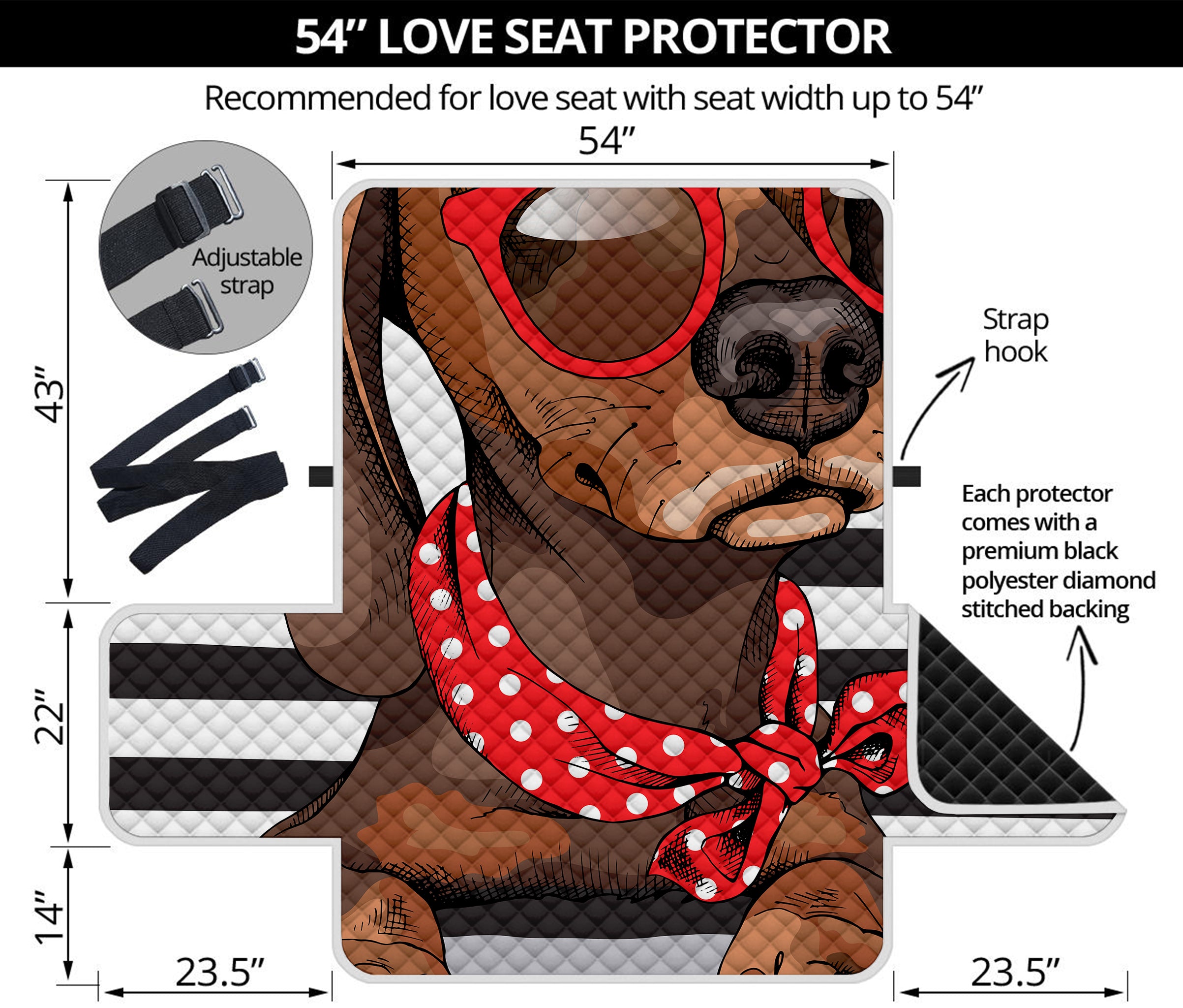 Dachshund With Red Sunglasses Print Loveseat Protector