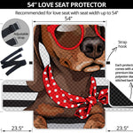 Dachshund With Red Sunglasses Print Loveseat Protector