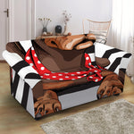 Dachshund With Red Sunglasses Print Loveseat Slipcover