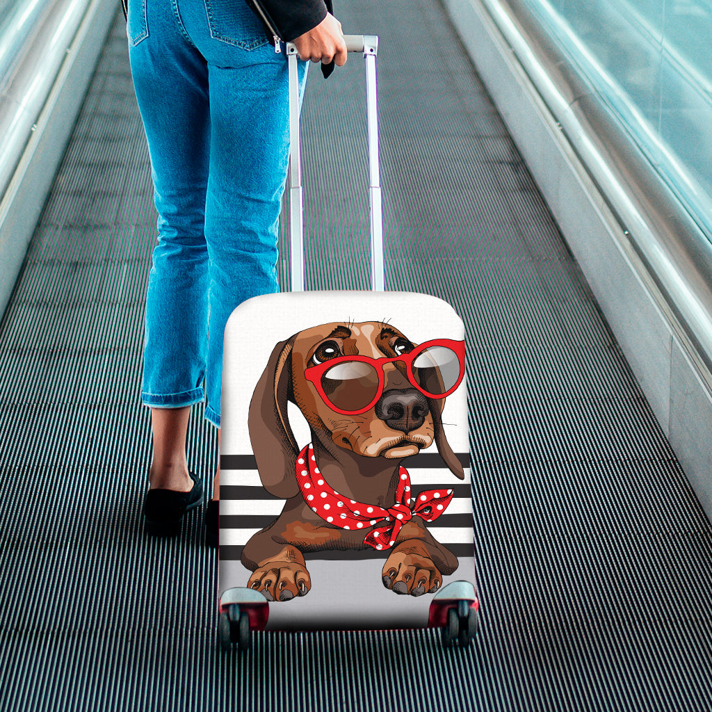 Dachshund With Red Sunglasses Print Luggage Cover