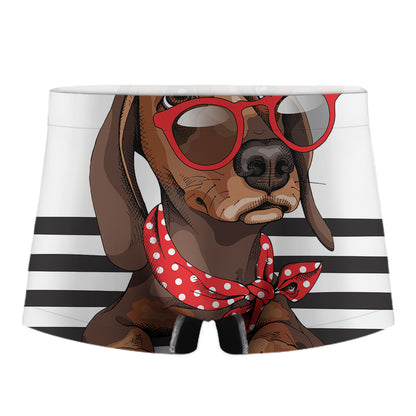 Dachshund With Red Sunglasses Print Men's Boxer Briefs