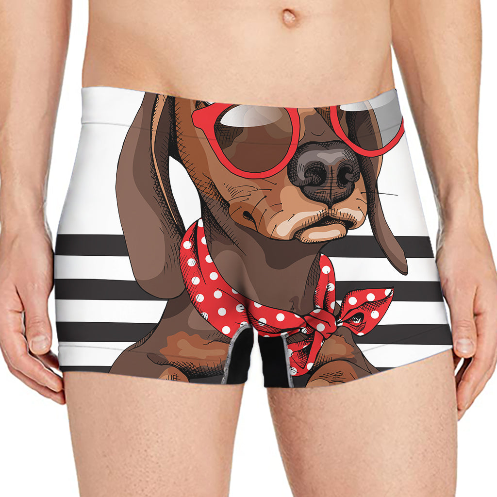 Dachshund With Red Sunglasses Print Men's Boxer Briefs