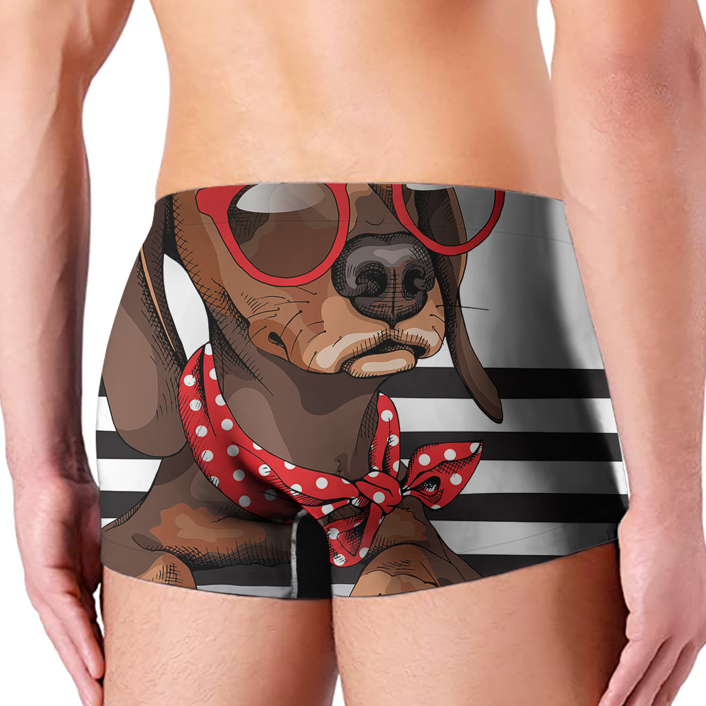 Dachshund With Red Sunglasses Print Men's Boxer Briefs