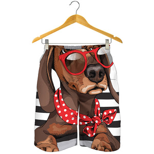 Dachshund With Red Sunglasses Print Men's Shorts