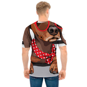 Dachshund With Red Sunglasses Print Men's T-Shirt