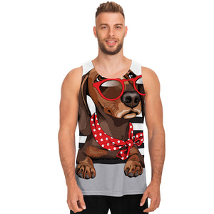 Dachshund With Red Sunglasses Print Men's Tank Top