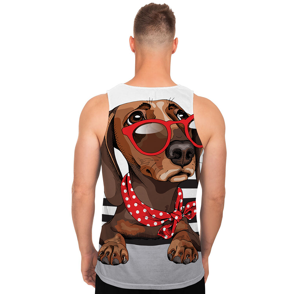 Dachshund With Red Sunglasses Print Men's Tank Top