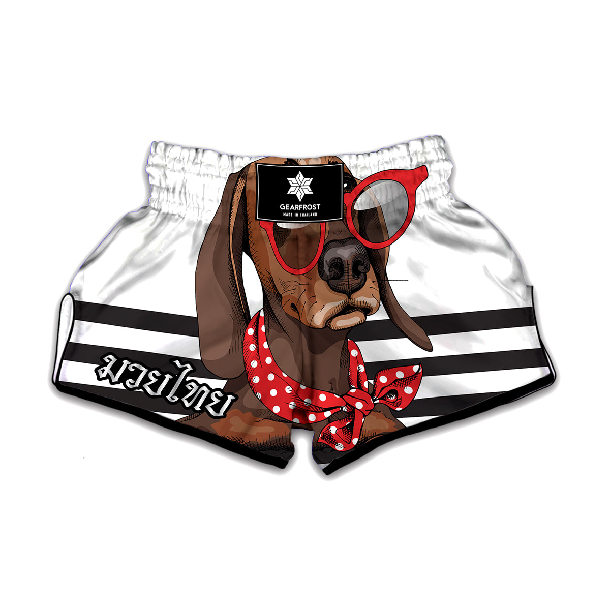 Dachshund With Red Sunglasses Print Muay Thai Boxing Shorts