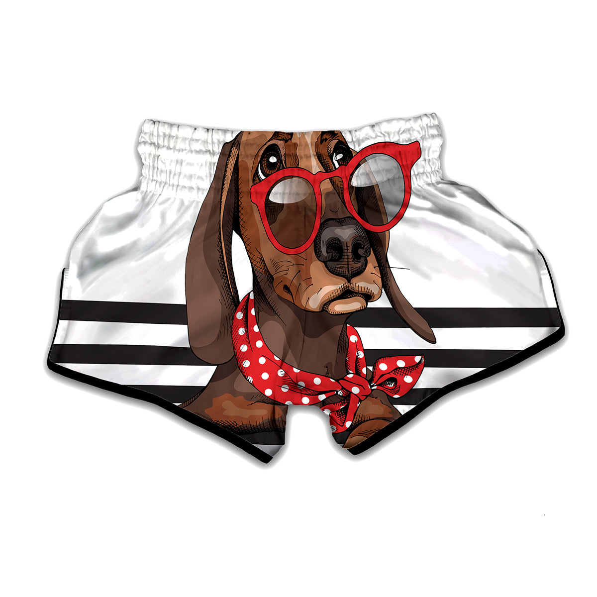 Dachshund With Red Sunglasses Print Muay Thai Boxing Shorts