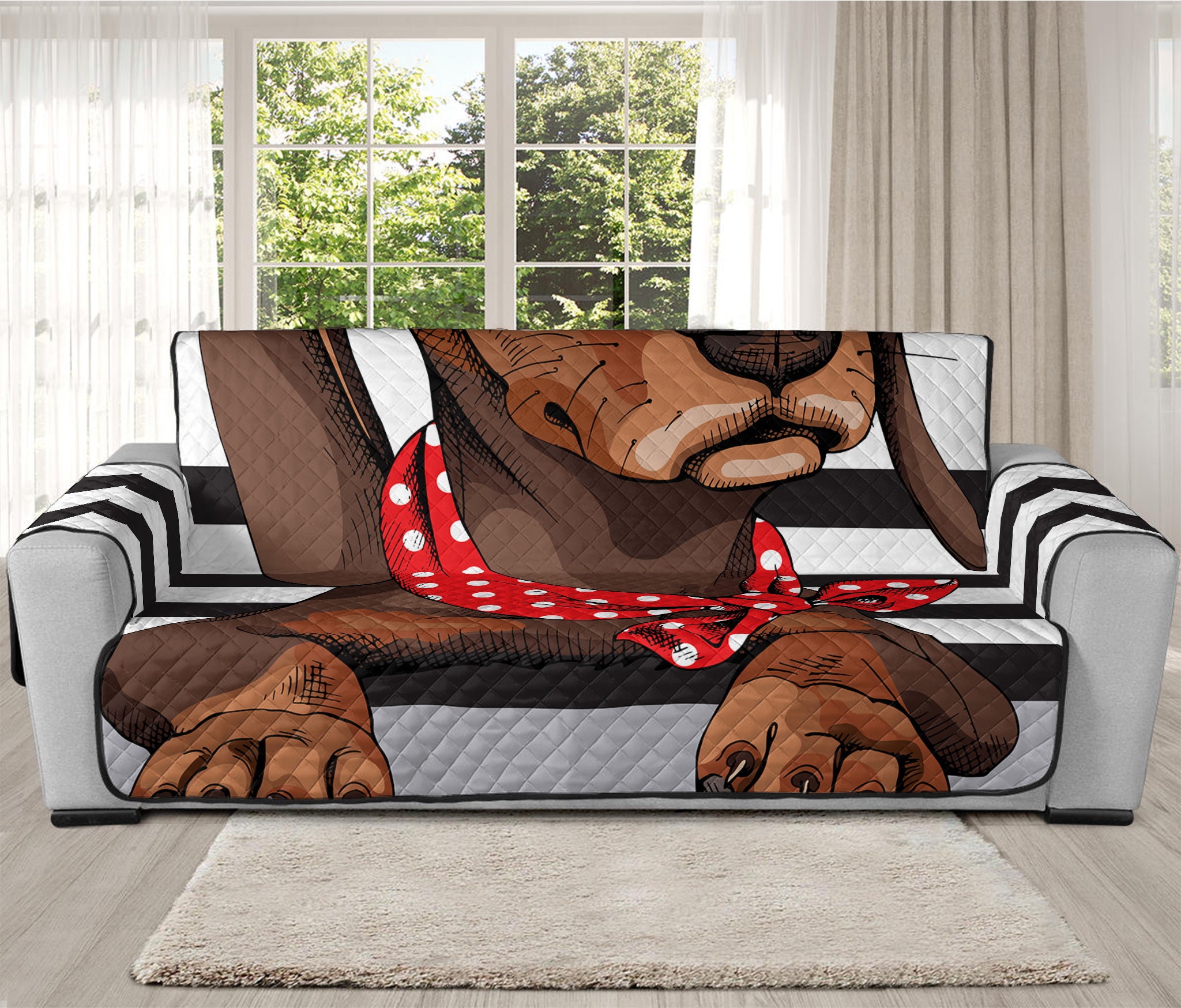 Dachshund With Red Sunglasses Print Oversized Sofa Protector