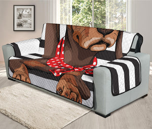 Dachshund With Red Sunglasses Print Oversized Sofa Protector