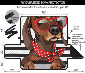 Dachshund With Red Sunglasses Print Oversized Sofa Protector