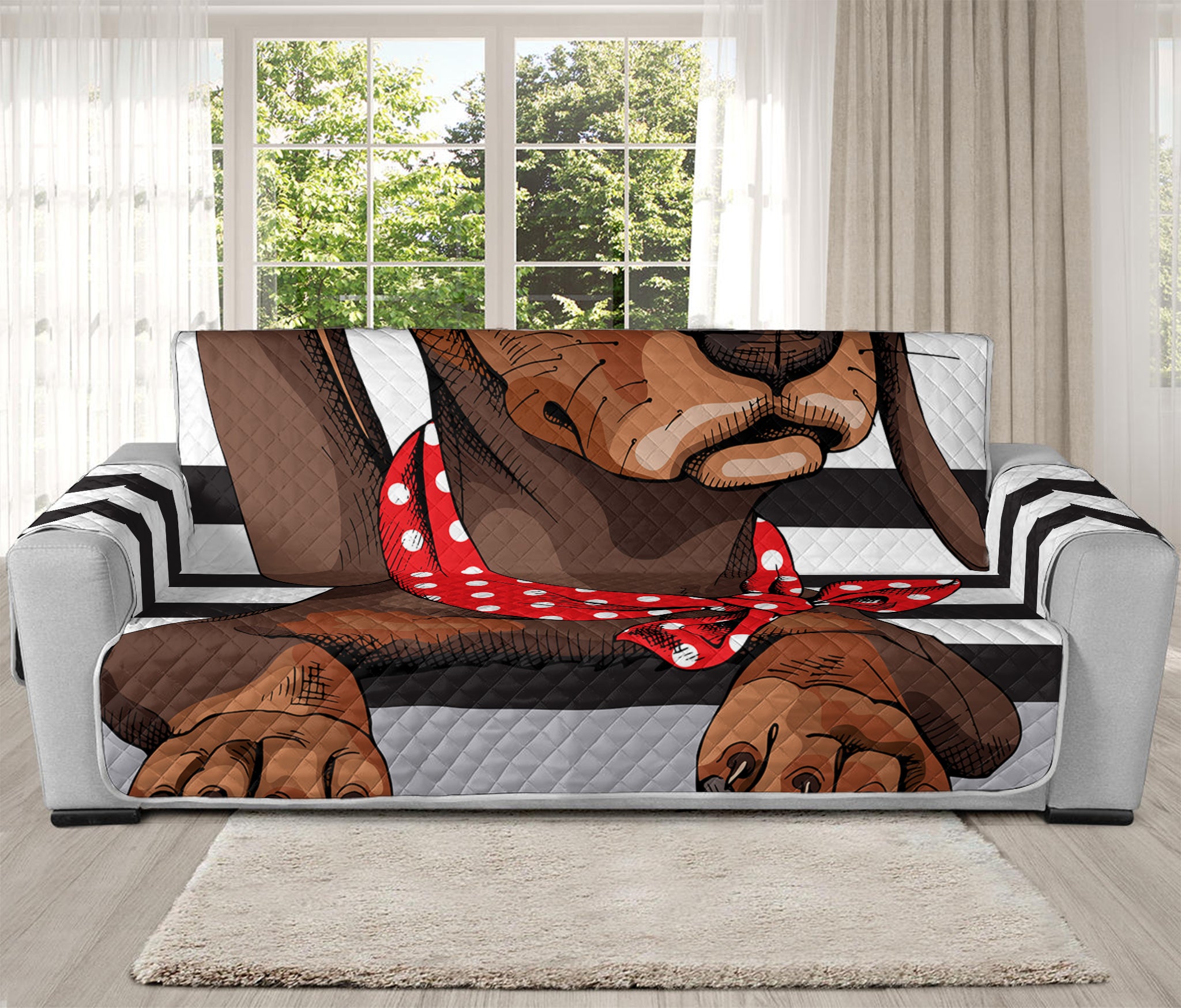 Dachshund With Red Sunglasses Print Oversized Sofa Protector