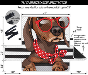 Dachshund With Red Sunglasses Print Oversized Sofa Protector