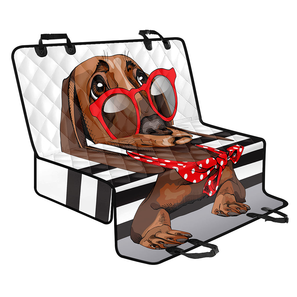 Dachshund With Red Sunglasses Print Pet Car Back Seat Cover