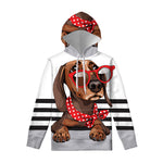 Dachshund With Red Sunglasses Print Pullover Hoodie